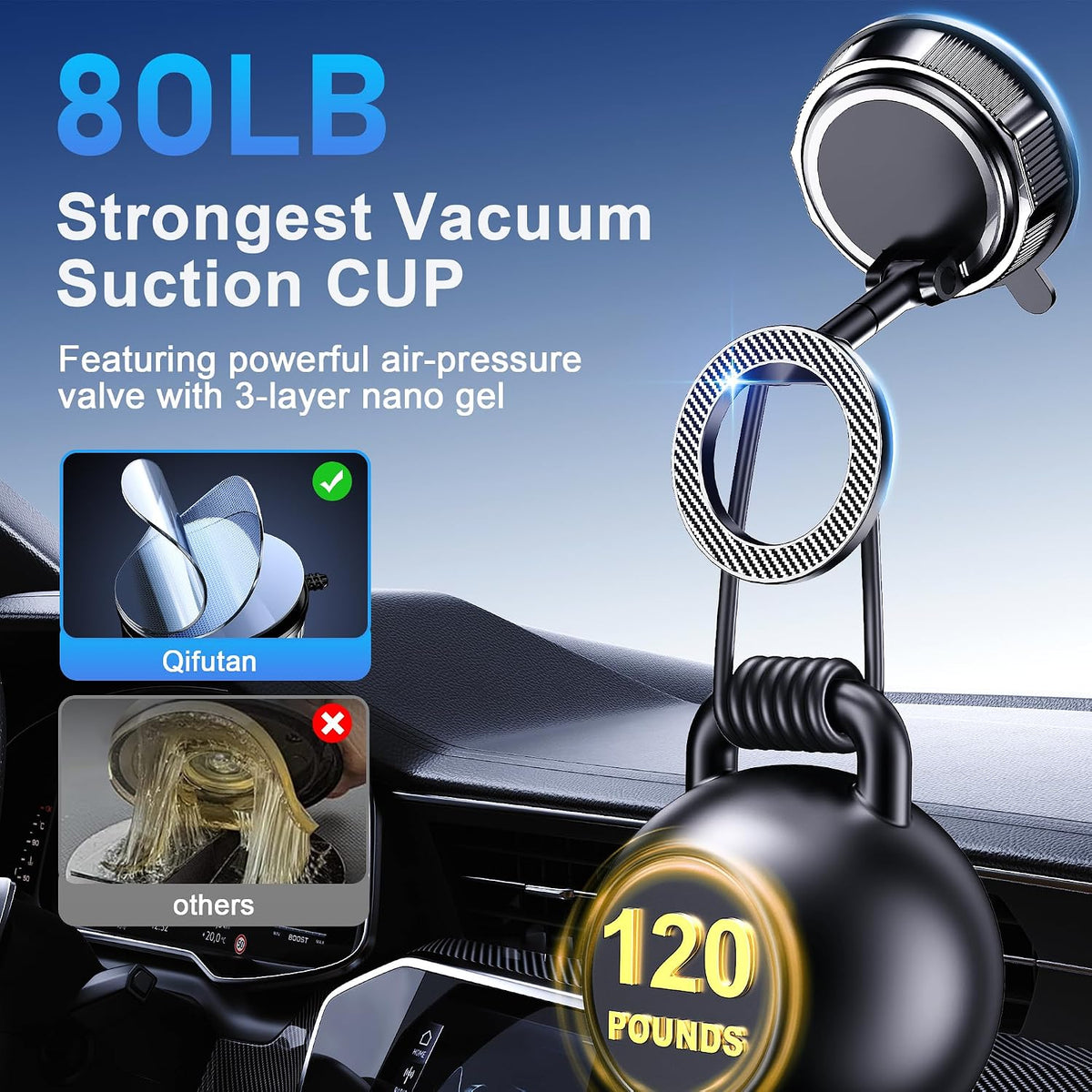 Qifutan Car Phone Holder Mount Phone Mount for Car Windshield Dashboard Air Vent Universal Hands Free Automobile Cell Phone Holder Fit for iPhone Smartphone Camera Mounts