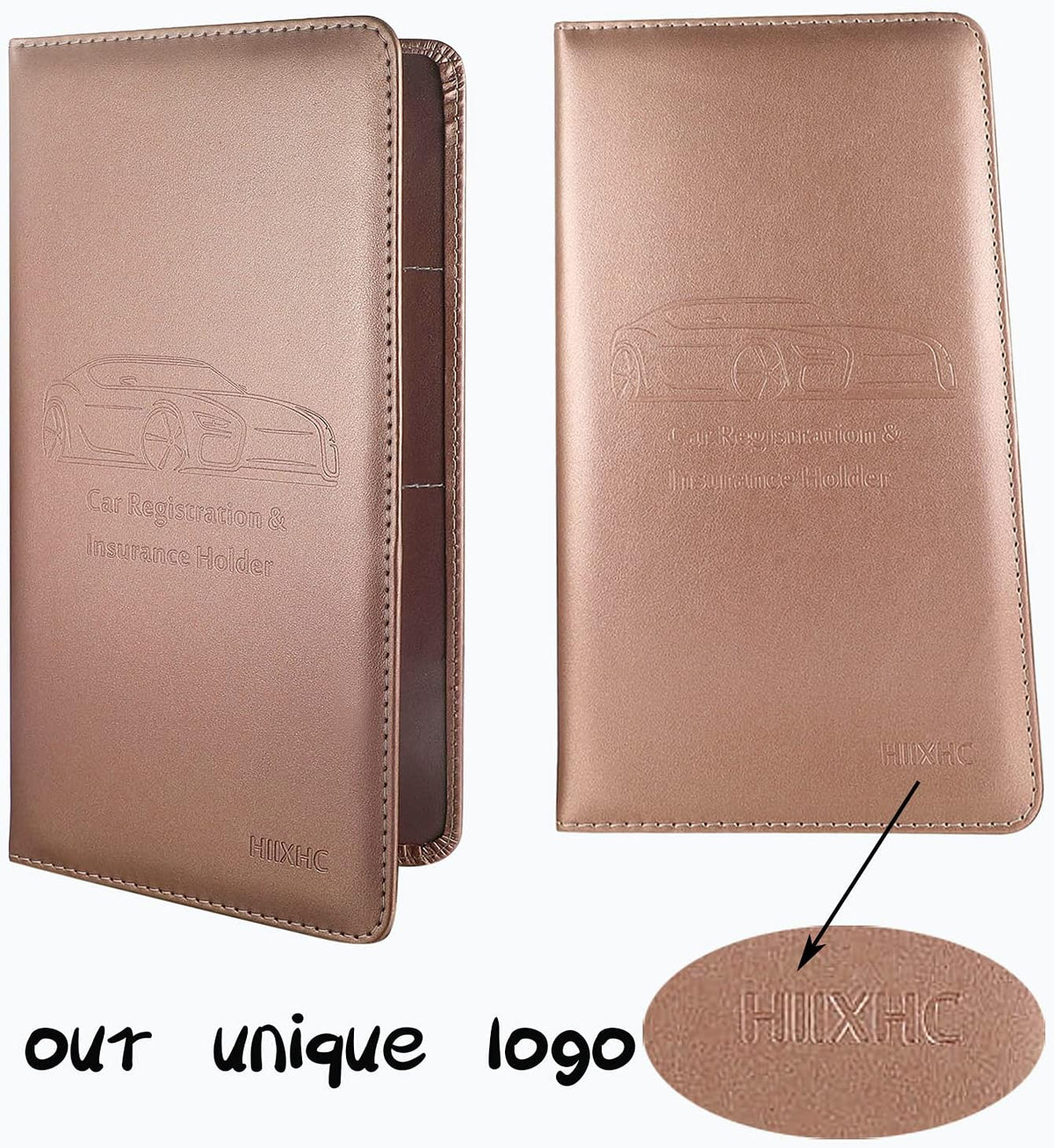 Car Registration and Insurance Card Holder - Leather Vehicle Glove Box Automobile Documents Paperwork Wallet Case Organizer for ID, Driver's License, Key, Cards - Car Accessories for Women&Men