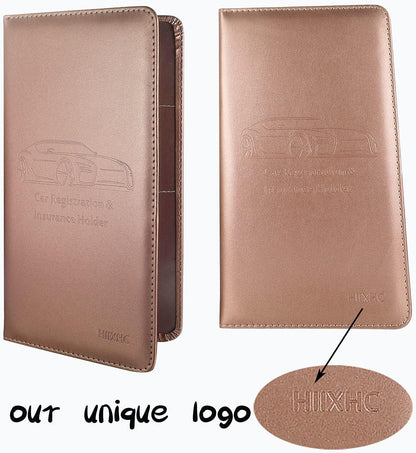 Car Registration and Insurance Card Holder - Leather Vehicle Glove Box Automobile Documents Paperwork Wallet Case Organizer for ID, Driver's License, Key, Cards - Car Accessories for Women&Men
