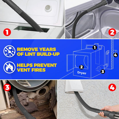 Holikme Dryer Vent Cleaner Kit Dryer Lint Vacuum Attachment Brush, Lint Remover, Dryer Vent Vacuum Hose Replacement Parts,Duct Cleaning,Blue