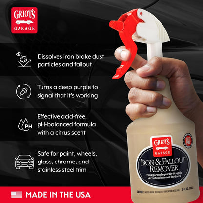 Griot's Garage Iron and Fallout Remover for Car Detailing and Cleaning, Remove Rust, Embedded Debris and Fallout from Multiple Exterior Surfaces 10948, 35oz
