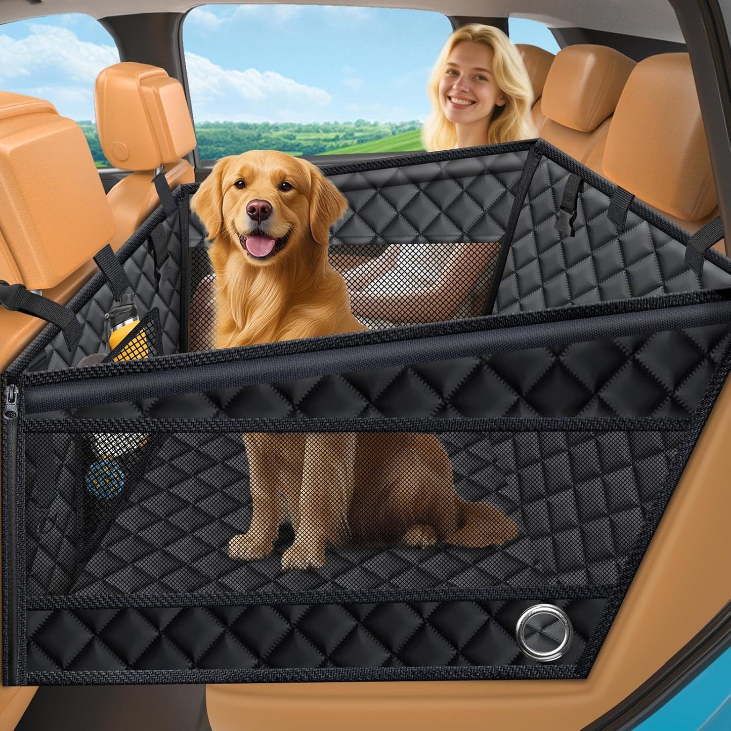 URPOWER Dog Car Seat Cover for Pets 100% Waterproof Seat Cover Hammock 600D Heavy Duty Scratch Proof Nonslip Durable Soft Back Seat Covers for Cars and SUVs