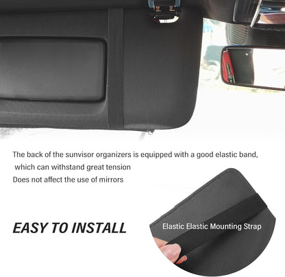 OFBAND Car Visor Organizer with Sunglass Holder,Multi-Functional Car Sun Visor Organizer with Zipper for Cards,Money,Tickets,Leather Interior Accessories (Black)