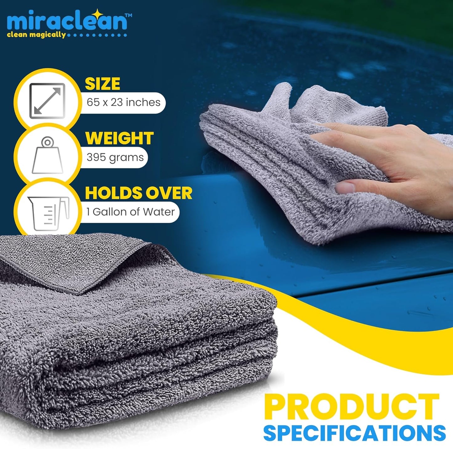 Microfiber Towels for Cars - 15.7" x 15.7" inches, Highly Absorbent Professional Grade Drying Towel Set for Superior Cleaning and Drying Performance - Car Drying & Kitchen Towel - Pack of 3