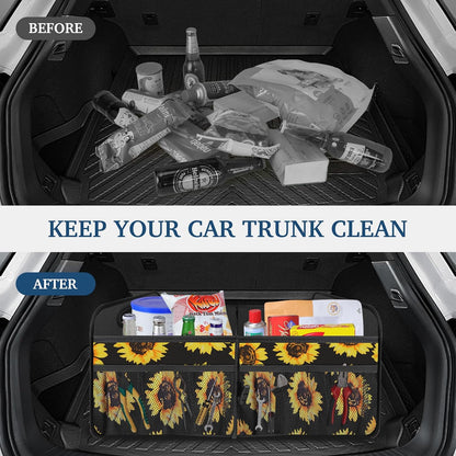 Femuar Car Trunk Organizer with Large Capacity Waterproof Car Accessories for Women & Men, Collapsible Trunk Organizer for Suv/Jeep/Sedan,Tools (Black, Standard)