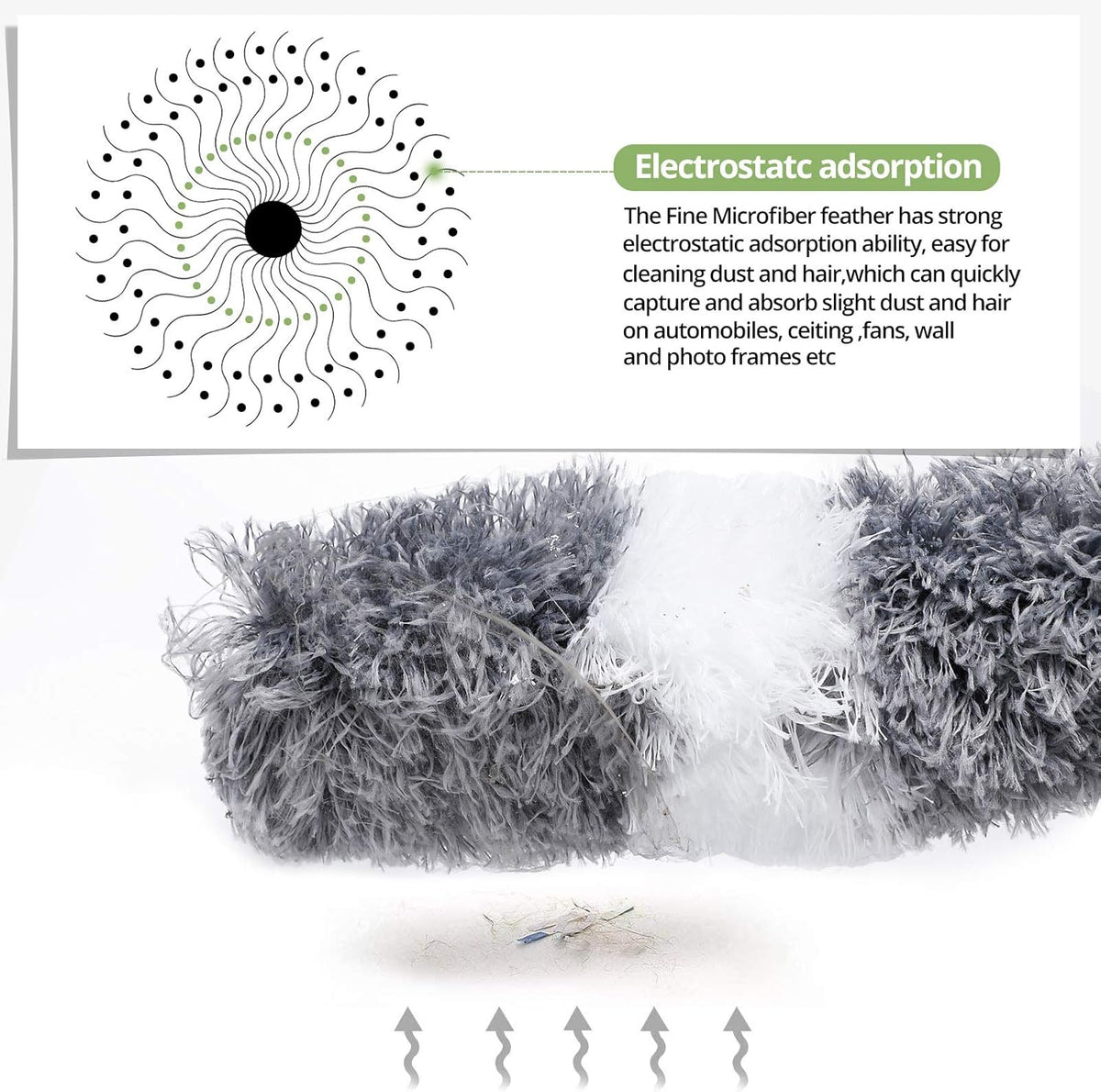 DELUX Microfiber Feather Duster Extendable Duster with 100 inches Extra Long Pole, Bendable Head & Long Handle Dusters for Cleaning Ceiling Fan, High Ceiling, Blinds, Furniture & Cars Gray