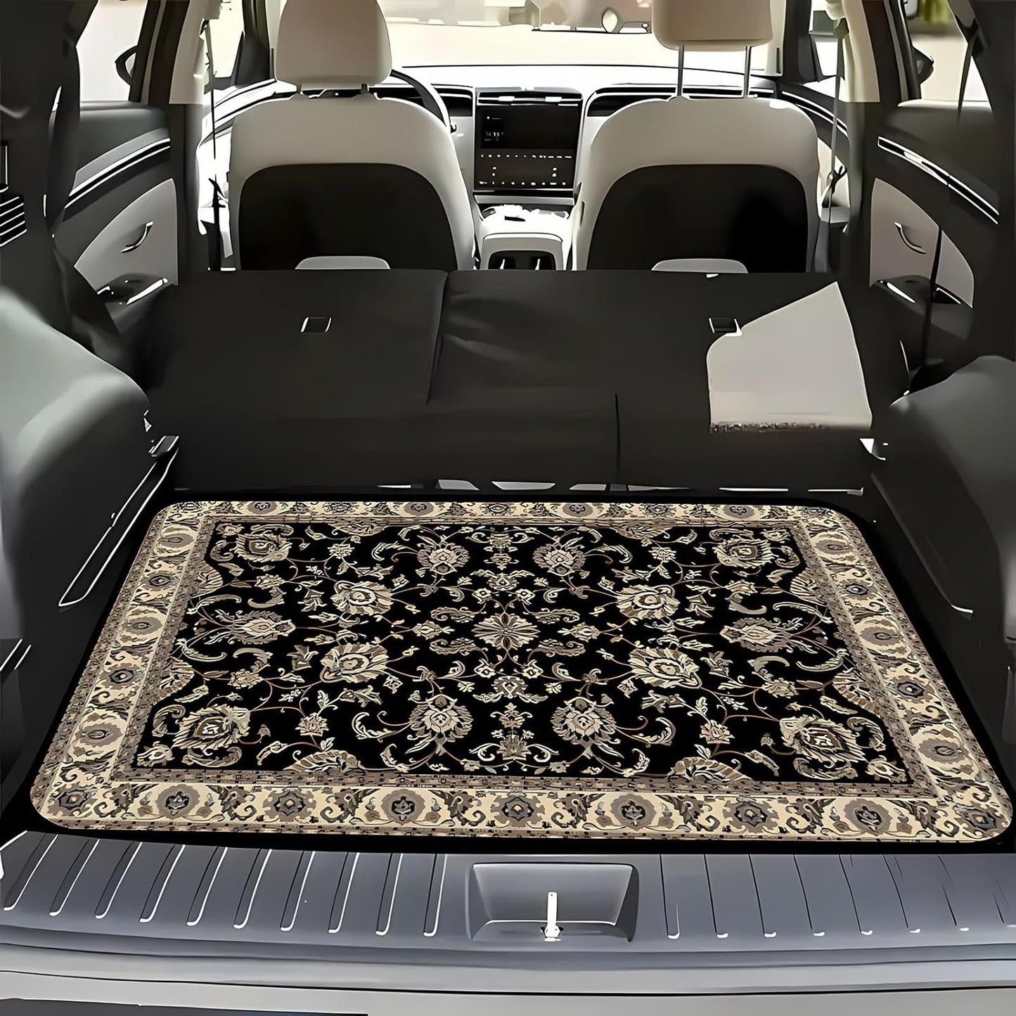 Universal Car Trunk Mat 29" x 39",Purple Colorful Flowers All Weather Trunk Protection Cargo Liner, Durable Cargo Mat Rear Trunk Liner,Stylish Vehicle Interior Accessories Suitable for Most Car Models