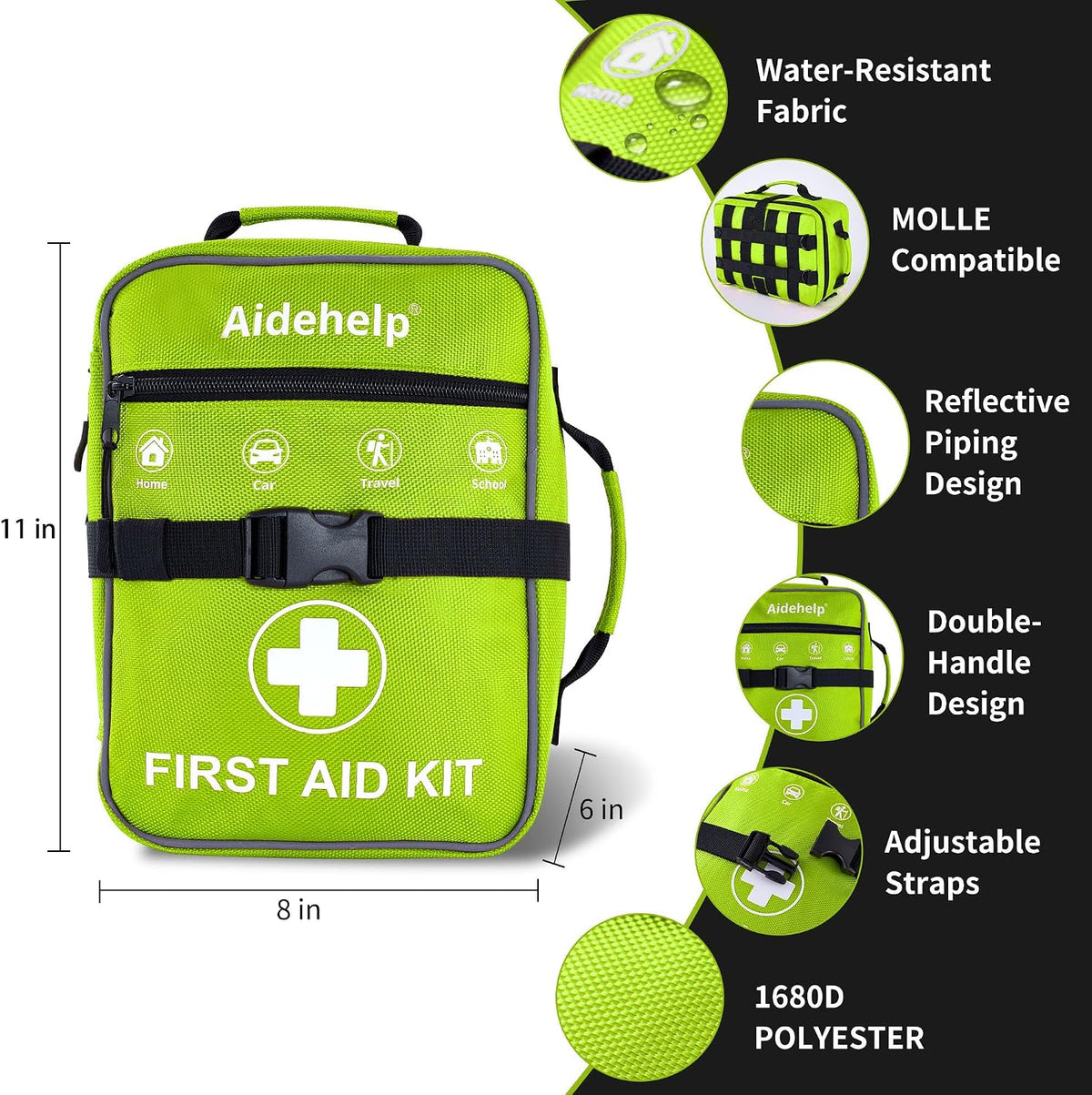 520 Pieces Premium First Aid Kit - Large Emergency Medical Kit for Survival, Car, Home, Travel, Camping, Backpack, Hiking, School (Red)