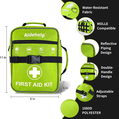 520 Pieces Premium First Aid Kit - Large Emergency Medical Kit for Survival, Car, Home, Travel, Camping, Backpack, Hiking, School (Red)