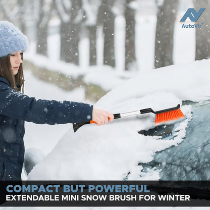 Autovir 27" Snow Brush and Ice Scrapers for Car Windshield (1 Pack), Window Ice and Snow Scraper with Ergonomic Foam Grip, Snow Windshield Scraper with Aluminum Body, Winter Car Accessories (Green)