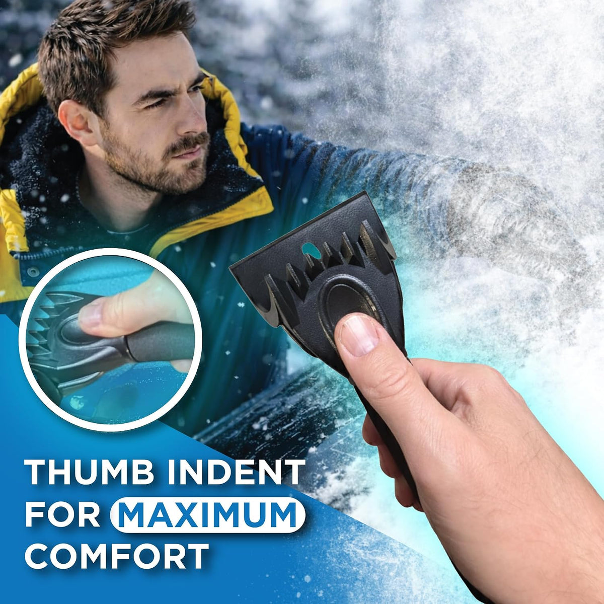 RevHeads Ice Scraper for Car Windshield with Snow Brush - Telescopic Handle to 28" - Brush End to Clear Snow, Chisel Side for Frost, Claw Side for ICY Chunks