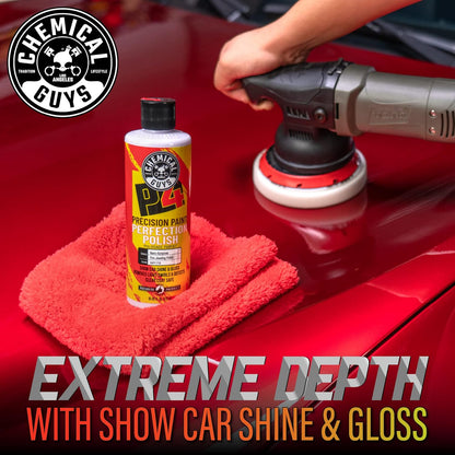 Chemical Guys C4 & P4 Clear Cut Correction Compound and Precision Paint Perfection Polish Combo - Removes Scratches, Swirls, Towel Marks, and Etching, Restores Gloss, Polishing Kit - 2 x 16 oz