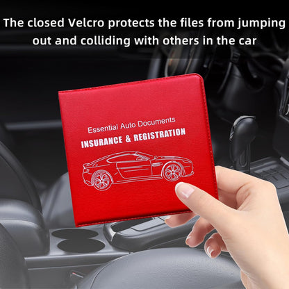 Ziciner Car Registration Insurance Holder, 2Pack Essential Auto Card Document Glove Box Organizer with Touch Fastener, Vehicle Interior Accessories Perfect for Most Car, Truck, SUV (Red/Small Car)