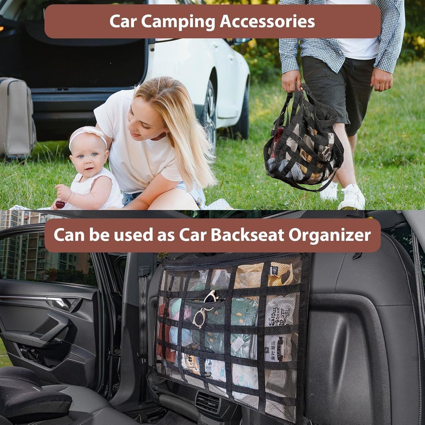 SUV Car Ceiling Cargo Net Pocket,35.4"x23.6" Double-Layer Mesh Car Roof Storage Organizer for Ford,F150,Jeep,Honda CRV,RAV4,Van Organizers and Storage,Camping Accessories