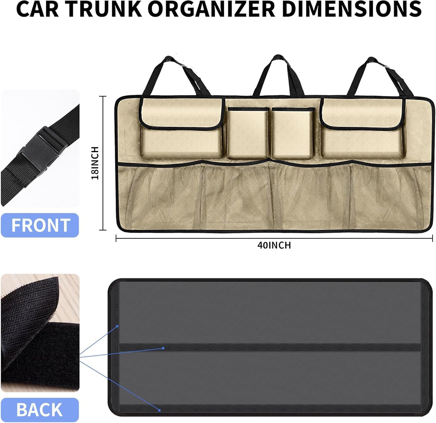 Car Trunk Organizer and Storage, Large Capacity Backseat Hanging Storage Accessories, Backseat Car Organizer for SUV/MPV/Truck (Black)