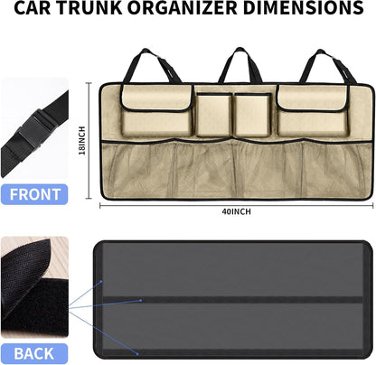 Car Trunk Organizer and Storage, Large Capacity Backseat Hanging Storage Accessories, Backseat Car Organizer for SUV/MPV/Truck (Black)