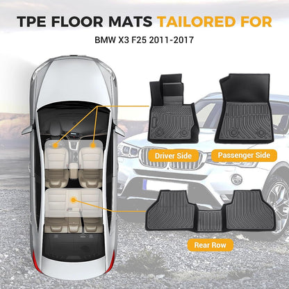 All Weather Floor Mats for 2016-2019 Chevy Cruze (No Fit 2016 Cruze Limited), Chevy Cruze Floor Mats, 1st and 2nd Maximum Coverage, 3D Waterproof TPE Rubber Protector Car Mats Full Set Liners