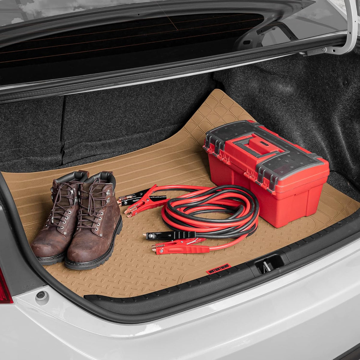 Motor Trend FlexTough Gray SUV Cargo Liner & Car Trunk Mat - Universal Trim-to-Fit All Weather Cargo Mats for Back of SUV - SUV Trunk Mat & Trunk Liner Floor Mat Cargo Cover - Trunk Cover