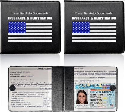 Ziciner Car Registration Insurance Holder, 2Pack Essential Auto Card Document Glove Box Organizer with Touch Fastener, Vehicle Interior Accessories Perfect for Most Car, Truck, SUV (Red/Small Car)