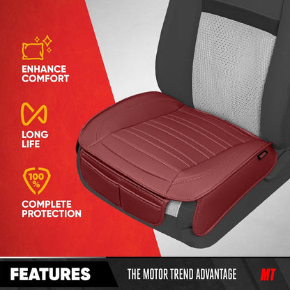 Motor Trend Seat Covers for Cars Trucks SUV, Faux Leather 2-Pack Black Padded with Storage Pockets, Premium Interior Car Seat Cover
