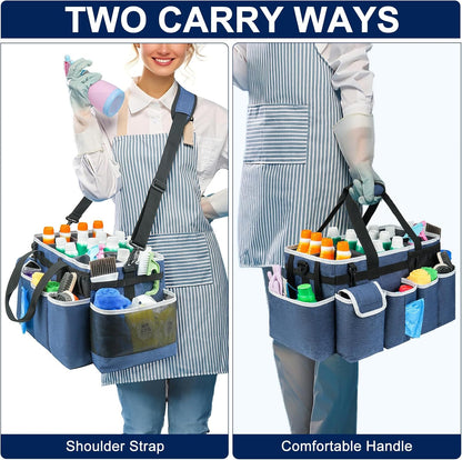 Cleaning Caddy,Cleaning Bag for Housekeepers,Cleaning Supplies Organizer with Handle,Black