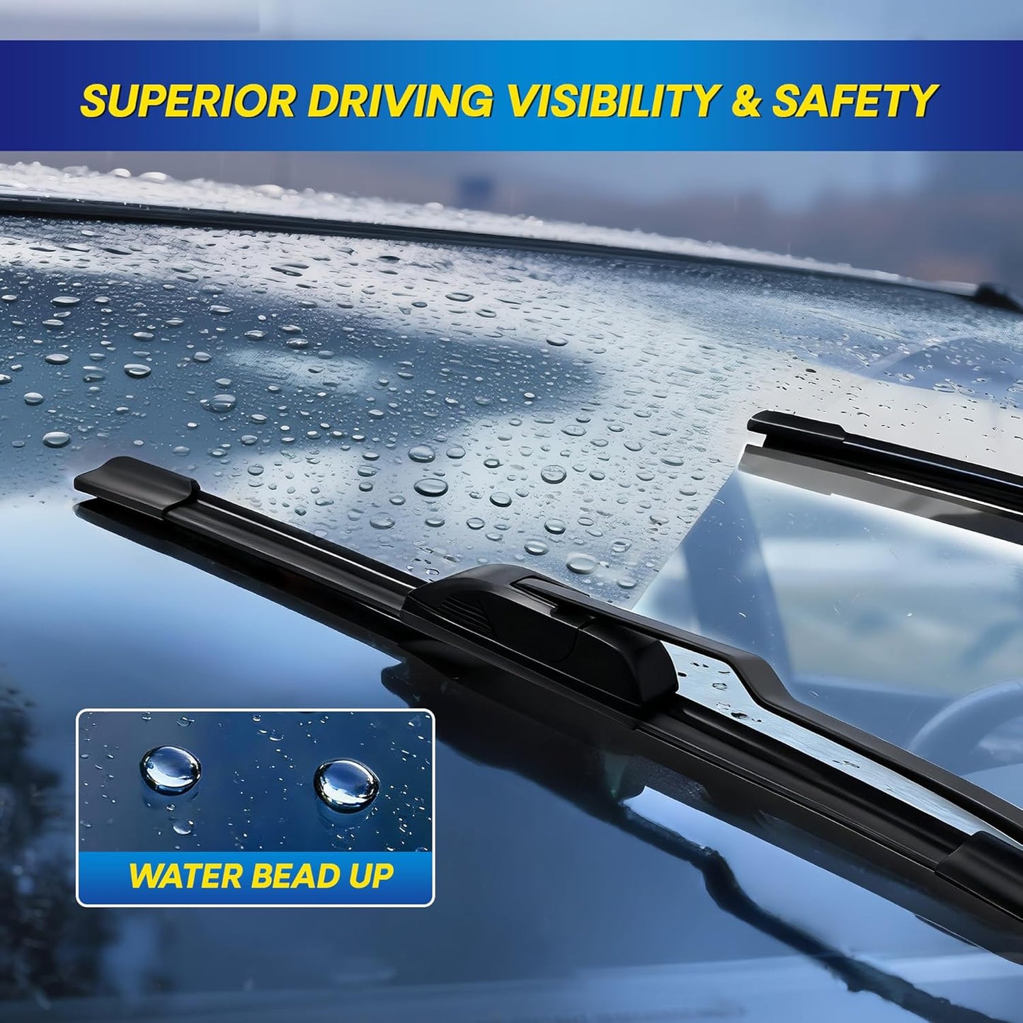 5 PLUS® Silicone Windshield Wipers Replacement for 2019-2024 Toyota RAV4/ 2006-2015 Mazda 5 Wiper Blades(Set of 3), Windshield Wiper Blades For My Car-26"/16"/12" - Colors A