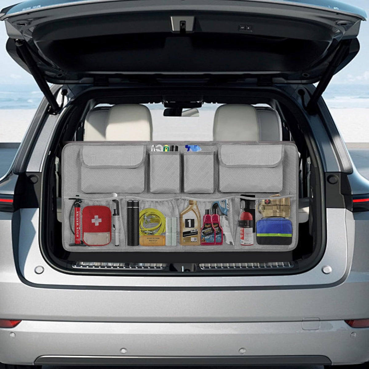 Car Trunk Organizer and Storage, Large Capacity Backseat Hanging Storage Accessories, Backseat Car Organizer for SUV/MPV/Truck (Black)