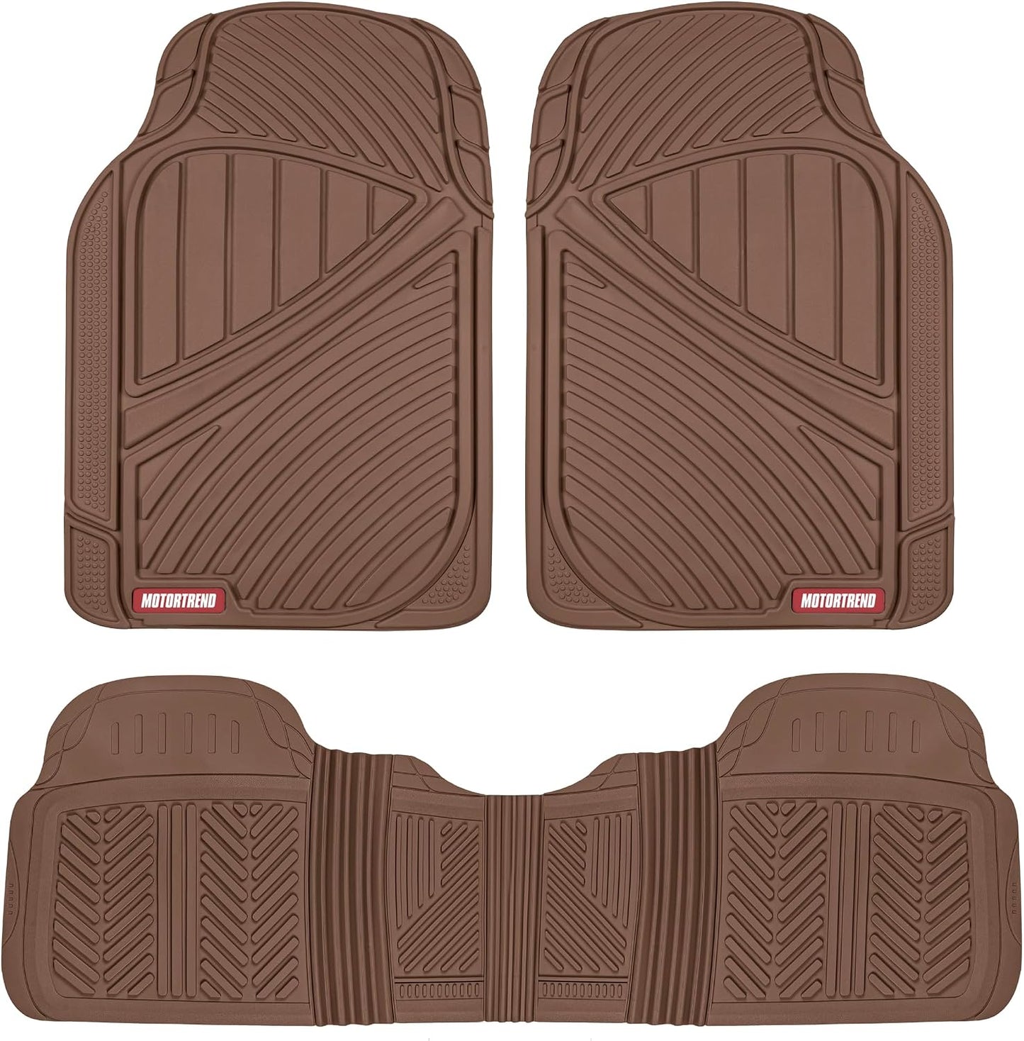 Motor Trend FlexTough Performance All Weather Rubber Car Floor Mats - 3 Piece Floor Mats Automotive Liners for Cars Truck SUV, Heavy-Duty Waterproof (Black)