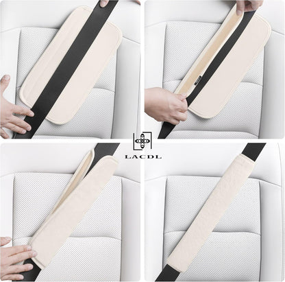 LACDL Extra Long Seatbelt Cover Super Soft Furry for Adults Kids Women & Men, Thick Plush Full Car Seat Belt Strap Cushion, Fluffy Shoulder Pad Protector, Auto Interior Accessories, 1pc, Black, 15.5in