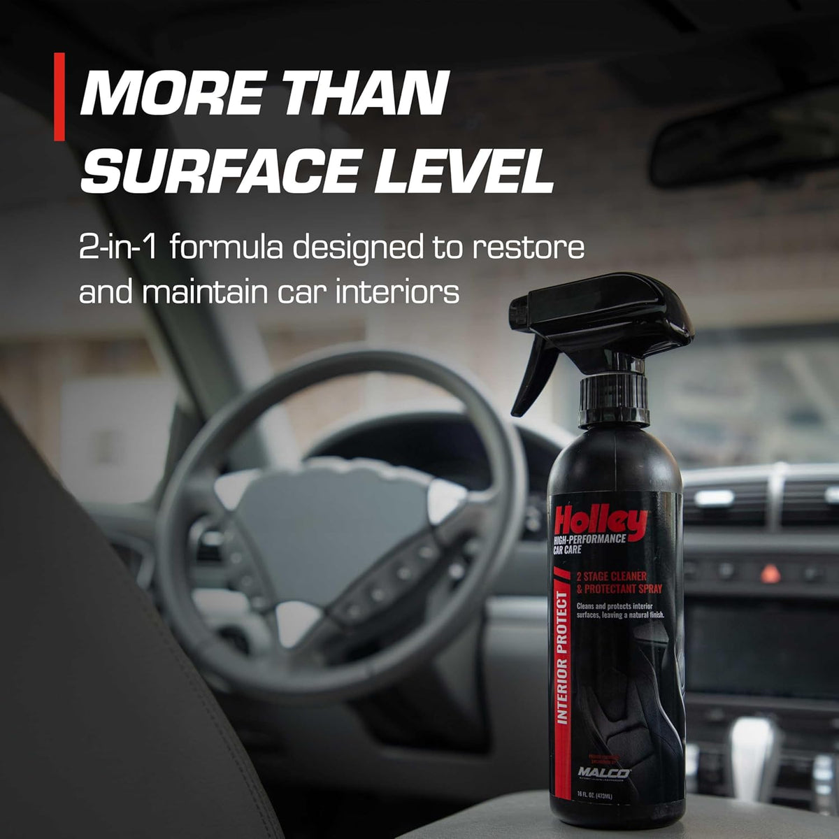 Holley Interior Protect - 2-Stage Cleaner & Protectant Spray - High-Performance Car Care, Wipe Away dust and Fingerprints in Your Vehicle - UV protectant, Citrus Scent - 16 oz.