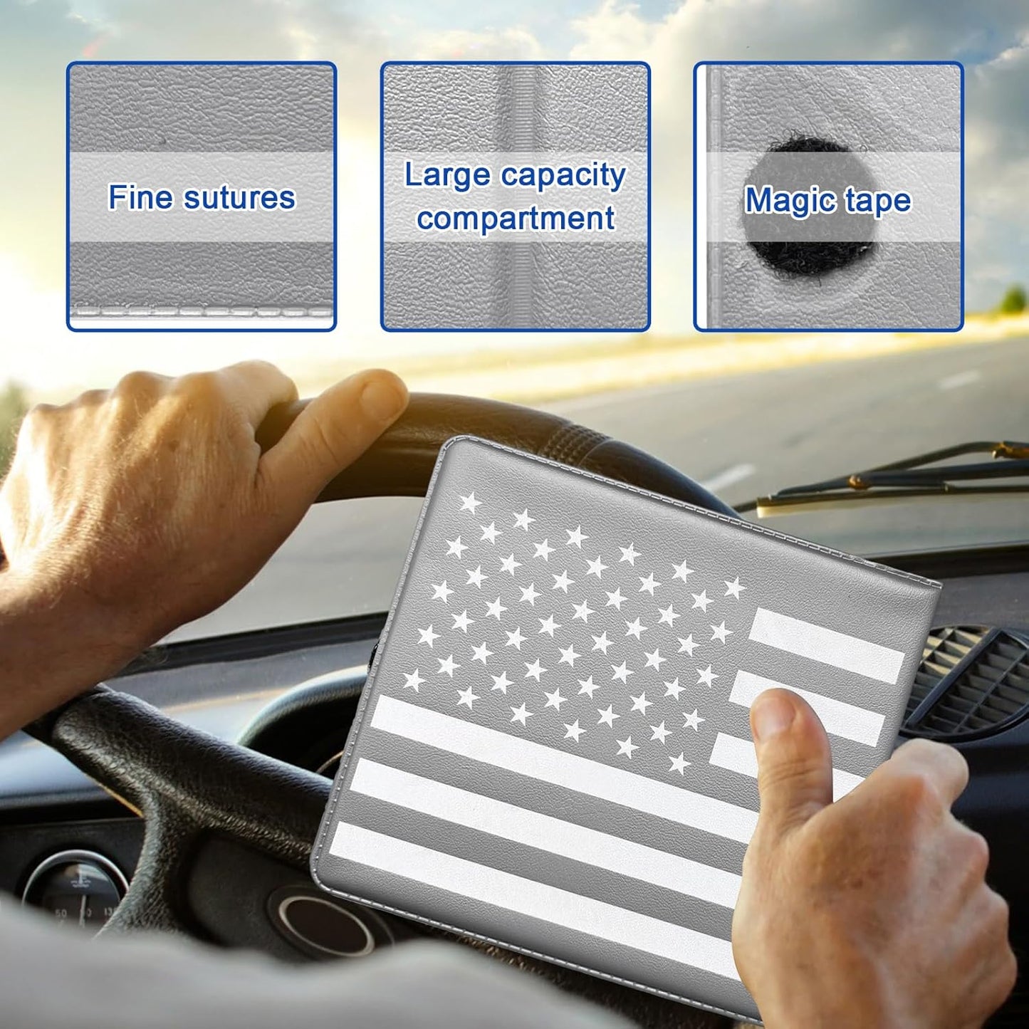 Ziciner Car Registration Insurance Holder, 2Pack Essential Auto Card Document Glove Box Organizer with Touch Fastener, Vehicle Interior Accessories Perfect for Most Car, Truck, SUV (Red/Small Car)