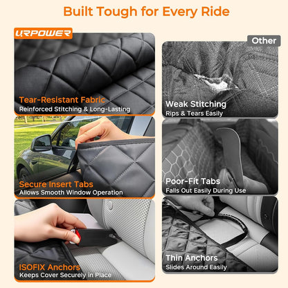 URPOWER Dog Car Seat Cover for Pets 100% Waterproof Seat Cover Hammock 600D Heavy Duty Scratch Proof Nonslip Durable Soft Back Seat Covers for Cars and SUVs