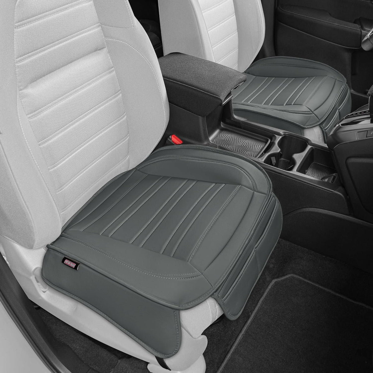 Motor Trend Seat Covers for Cars Trucks SUV, Faux Leather 2-Pack Black Padded with Storage Pockets, Premium Interior Car Seat Cover