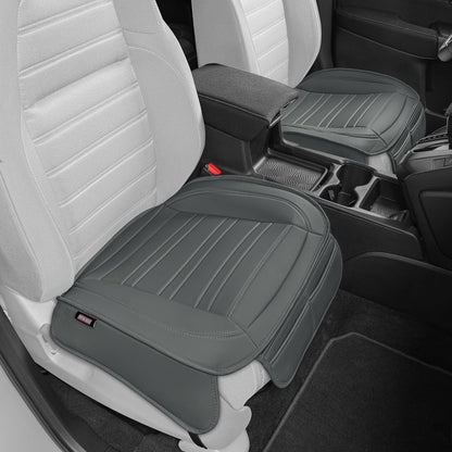 Motor Trend Seat Covers for Cars Trucks SUV, Faux Leather 2-Pack Black Padded with Storage Pockets, Premium Interior Car Seat Cover