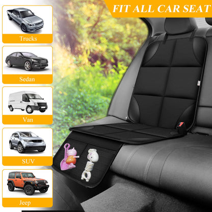 Meolsaek Car Seat Protector for Child Car Seat, Durable 600D Fabric Waterproof Car Seat Cover with Thick Pad Non-Slip Backing，No Imprints (Black 2pcs)