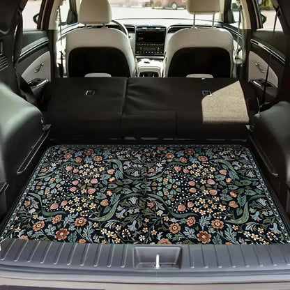 Universal Car Trunk Mat 29" x 39",Purple Colorful Flowers All Weather Trunk Protection Cargo Liner, Durable Cargo Mat Rear Trunk Liner,Stylish Vehicle Interior Accessories Suitable for Most Car Models