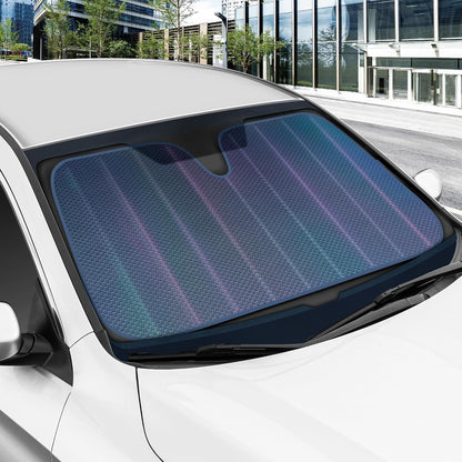 Iridescent Matte White Front Windshield Sunshade-Accordion Folding Auto Shade for Car Truck SUV-Blocks UV Rays Sun Visor Protector-Keeps Your Vehicle Cool- 58 x 27 in