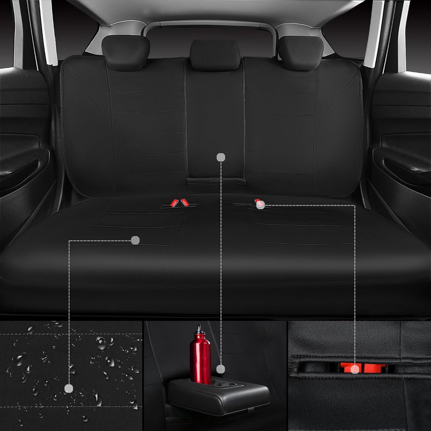 CAR PASS Waterproof Car Seat Covers Front Seats Only with 5mm Composite EVA, Neoprene Car Seat Cover with Separate Headrest Cover, Quick Setup Universal Fit for Car SUV Trucks,Airbag Compatible（Gray