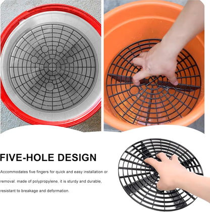 2PCS Car Wash Bucket Insert, Auto Washing Grit Trap Bucket Filter Removes Dirt & Debris, Car Dirt Guard Detailing & Cleaning Tool Fits 12 Inch Diameter or 3-5 Gallon Buckets (Black+Red)