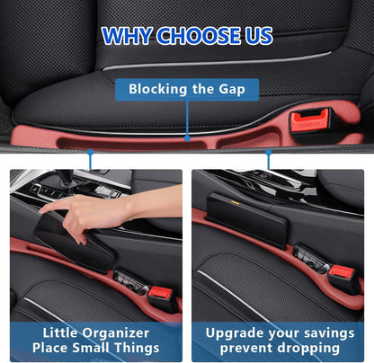 Car Seat Gap Filler Organizer 2Pack,Car Accessories with Safety Hammer,2 in 1 No Drop Seat Guard with Storage Slot for Phone,Keys,Universal Interior Gap Filler for Cars SUV Truck,Red