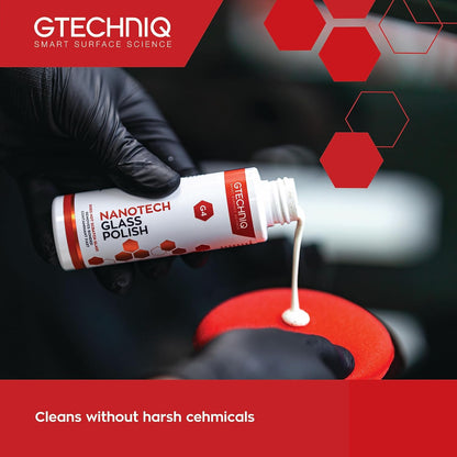 Gtechniq G4 Nanotech Windshield Polish, 3.4 fl oz | Removes Stubborn Dirt and Grime, Removes Water Spots and Tarnishes, Clinically Clean Smear and Scratch-Free Finish