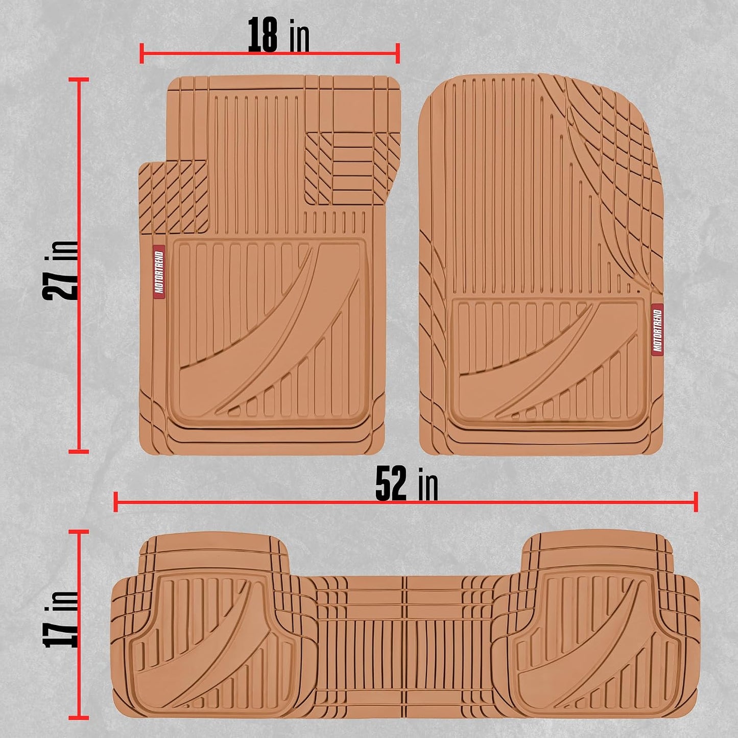 Motor Trend FlexTough Advanced Heavy Duty Black Rubber Car Floor Mats & Cargo Liner for SUV & Car Full Set - Universal Trim to Fit All Weather Automotive Floor Mat & Cargo Liners for SUV, Car, & Van
