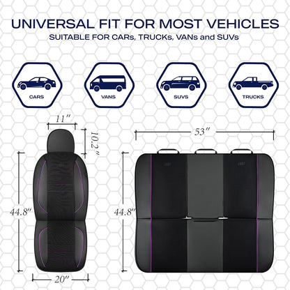 Skechers Air-Cooled Memory Foam Seat Covers,Mesh Thick Car Seat Covers,Piping Leather Car Seat Covers Front Seats,Airbag Compatible,Automotive Comfort Universal FitMost Cars,Vans,Truck,SUV,Black