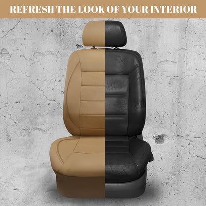 CAR PASS Universal FIT Piping Leather Two Front Seat Covers, Waterproof Faux Leather for SUV Sedan Van Truck, Airbag Compatible,Reserved Opening Holes for Headrest Covers. (Black red)
