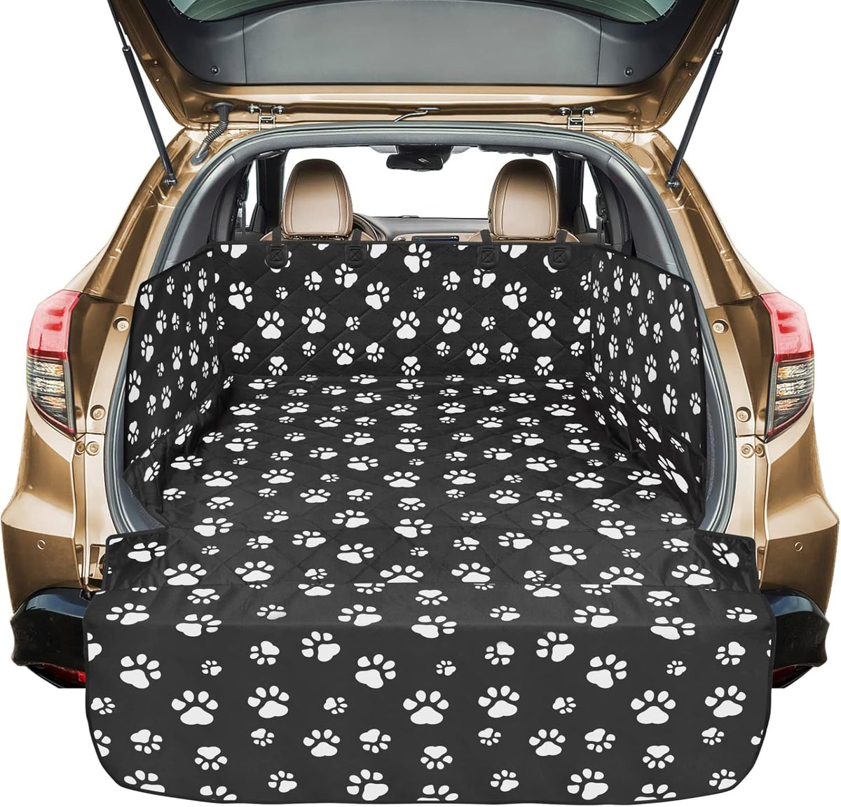 Veckle SUV Cargo Liner for Dogs with Side Flaps, Large (54" x 93") Water Resistant Trunk Cover, Non-Slip Pet Area Protector with Bumper Flap, Universal Fit for SUVs Sedans Vans, Khaki