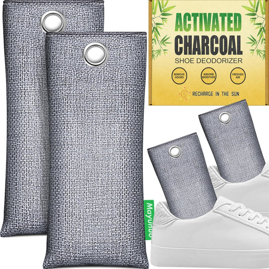 Activated Charcoal Odor Absorber for Strong Odor, Basement, Cars, Closets, Shoes, Smoke. 3 Pack Bamboo Charcoal Air Purifying Bags Deodorizer Odor Eliminator for Home