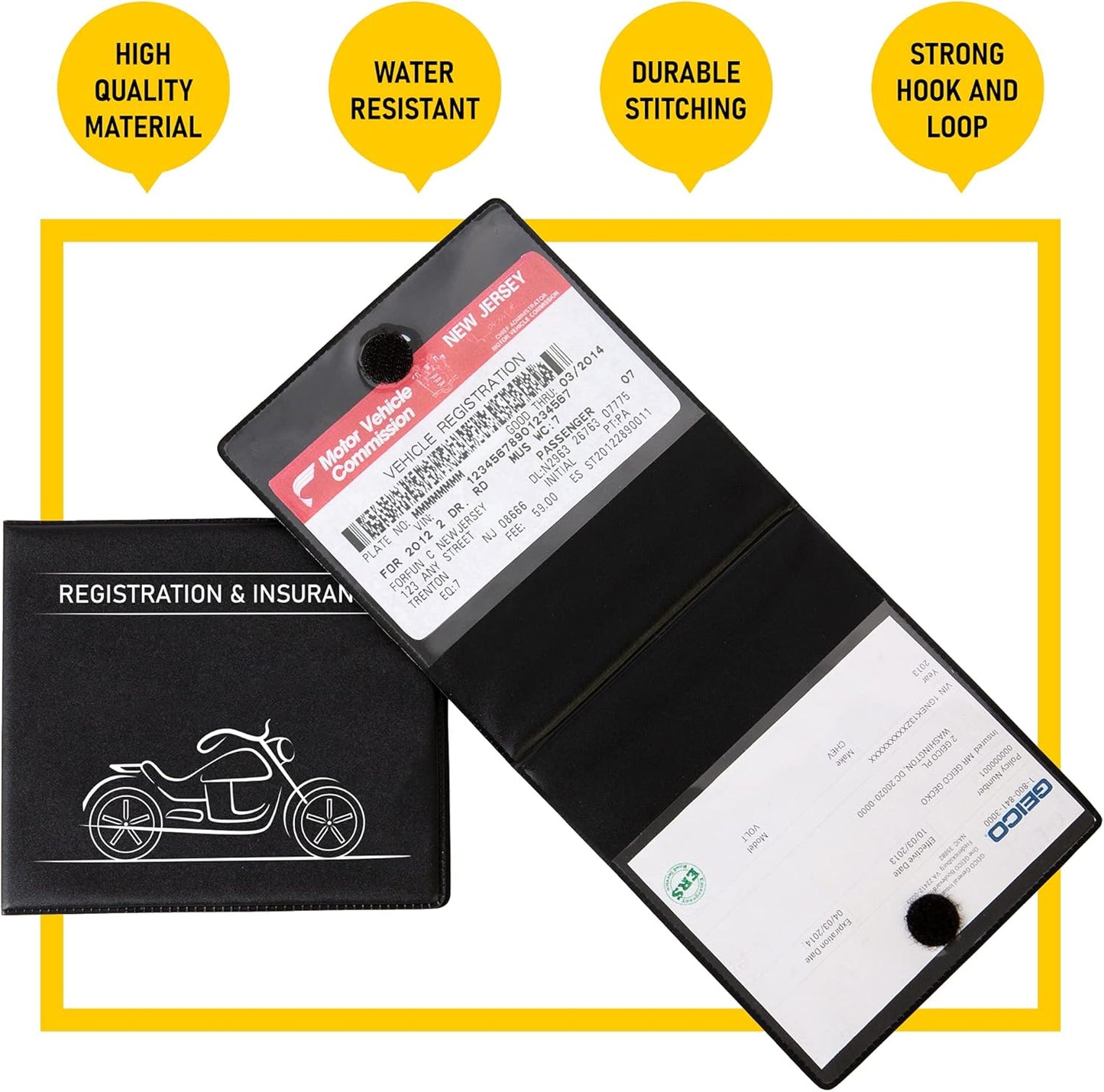 CANOPUS Car Registration and Insurance Holder, Car Document Holder, Vehicle Registration and Insurance Card Holder, Wallet for Auto, Trailer, Motorcycle, Truck, Vehicle Paperwork Organizer (2 Pack)