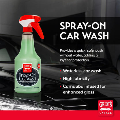Griot's Garage Spray-On Car Wash for Vehicle Cleaning and Detailing, Rinseless and Waterless, No Hose and Bucket Needed, With Carnauba Wax Protection, 11065, 35oz