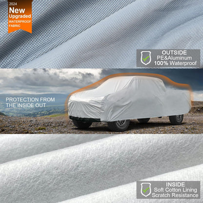 Kayme Sedan Car Cover Waterproof All Weather for Automobiles - See Vehicle Size Chart for Accurate Fit - Outdoor Full Exterior Cover Sun Rain Snow UV Protection with Zipper. Size A4 (See Size Chart)