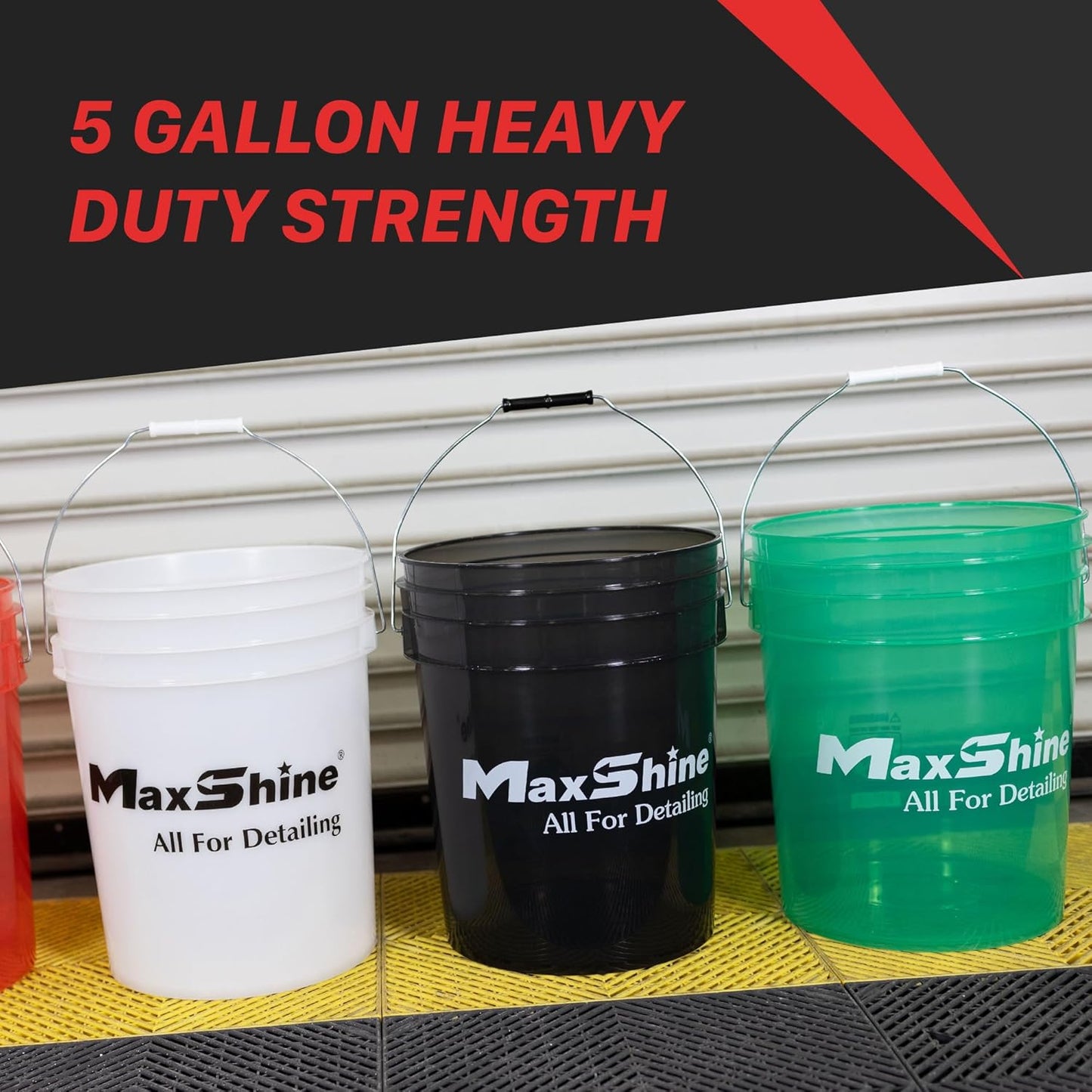 Maxshine 3.5 Gallon Universal Detailing Bucket (Red) – Car Wash Bucket for Scratch-Free Washing – Garage Storage & Auto Detailing Tool Holder – Holds Soap, Foam Cannon, Brushes, Microfiber Towels